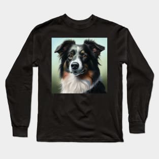 Border Collie Art | Black Tri Colour Long Sleeve T-Shirt